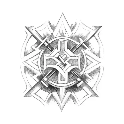 tribal Christian cross tattoo design idea