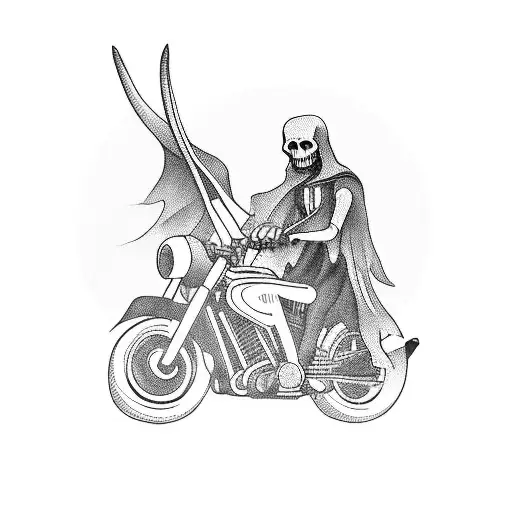 grim reaper riding motorcycle  tattoo design idea