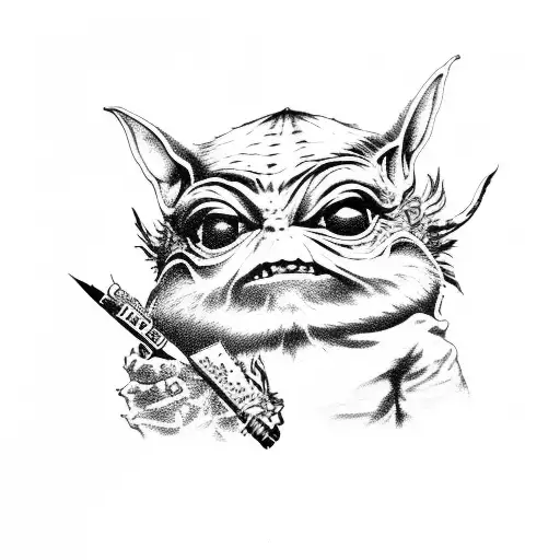 Dotwork Baby Yoda Tattoo Idea - BlackInk AI