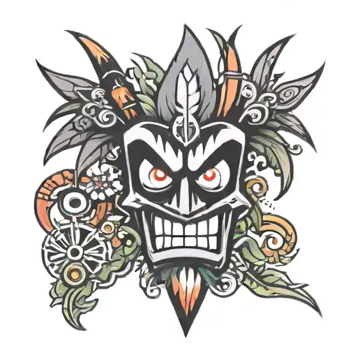 Aku Aku from Crash Bandicoot Mask tattoo design idea