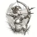 Female archer shooting tattoo design idea