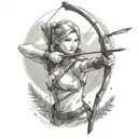 Female archer shooting tattoo design idea