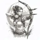 Female archer shooting tattoo design idea