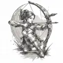 Female archer shooting tattoo design idea
