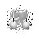 A handball player surrounded by musical notes tattoo design idea