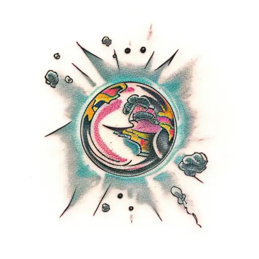 rotten earth planet burn  tattoo design idea