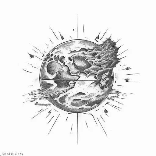 rotten earth planet burn  tattoo design idea
