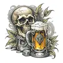 skull drink beer tattoo design idea