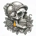 skull drink beer tattoo design idea
