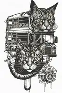 cat, bus, depressed tattoo design idea