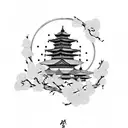 Samurai  and cherry blossom tree tattoo design idea