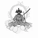 Samurai  and cherry blossom tree tattoo design idea