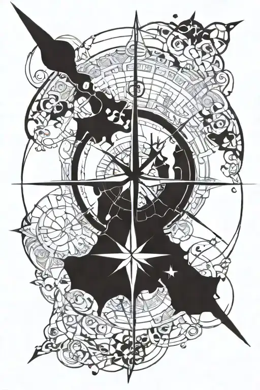 COMPASS AND IRAN MAP  tattoo design idea