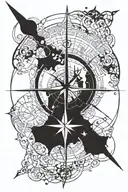 COMPASS AND IRAN MAP  tattoo design idea