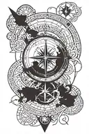 COMPASS AND IRAN MAP  tattoo design idea