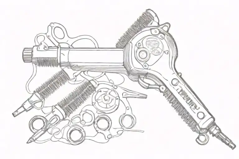 blow dryer, scissors, comb, hair brush  tattoo design idea