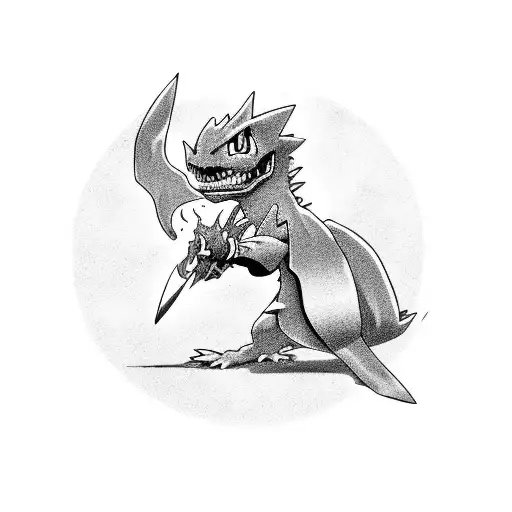 Suiryu battling Charmeleon tattoo design idea