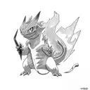 Suiryu battling Charmeleon tattoo design idea