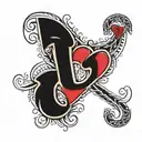 two cursive letter j's connected by a heart tattoo design idea