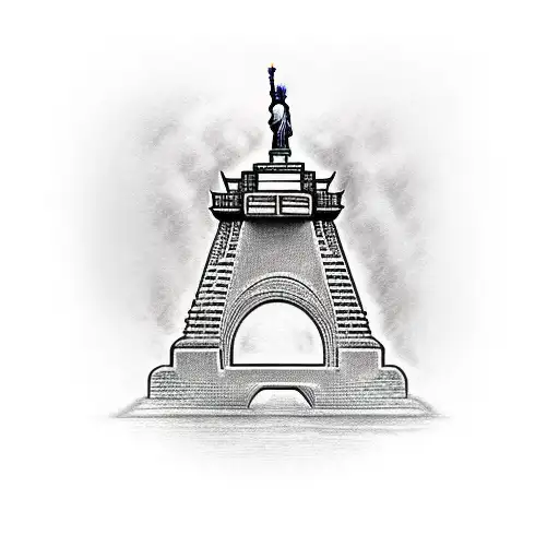 Statue of Liberty and liberty bell tattoo design idea