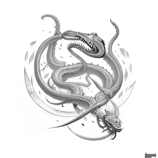 cobra com espada e borboleta tattoo design idea