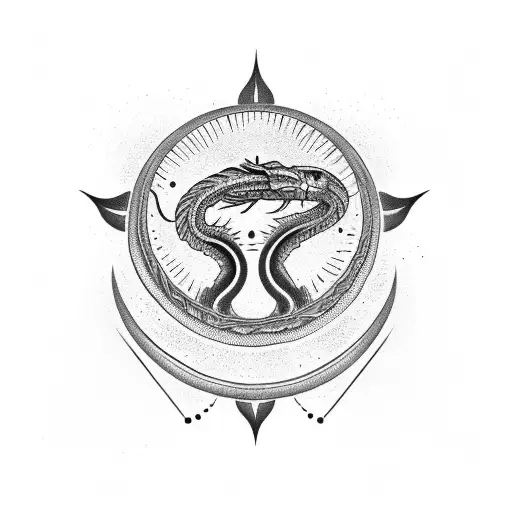 A majestic cobra coiled around a glowing sun tattoo design idea