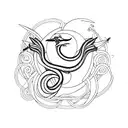 cobra com espada e borboleta tattoo design idea