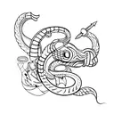 cobra com espada e borboleta tattoo design idea