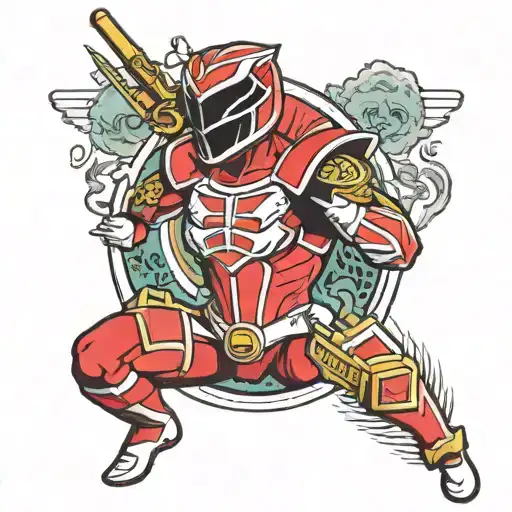 dollar barber woman power ranger tattoo design idea