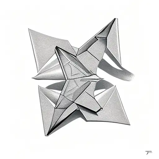 silver paper plane tattoo design idea