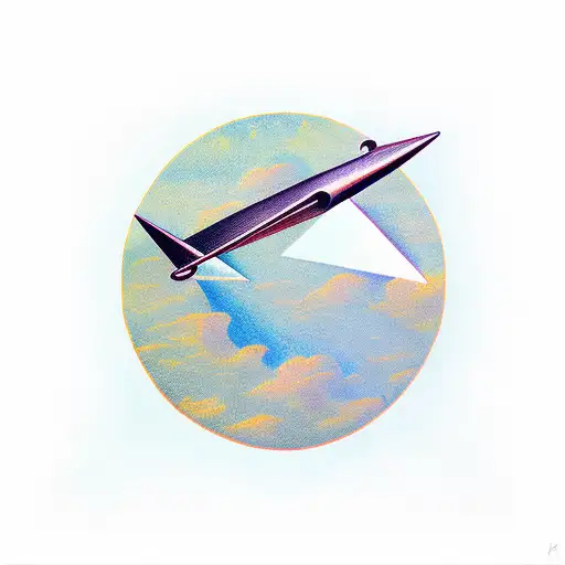 silver paper plane tattoo design idea