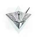 silver paper plane tattoo design idea