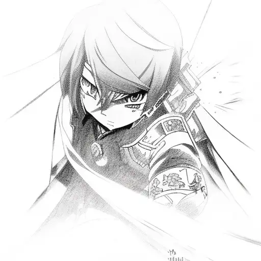 Illustrate a scene of intense battle between anime characters with a focus on their expressions of rage tattoo design idea