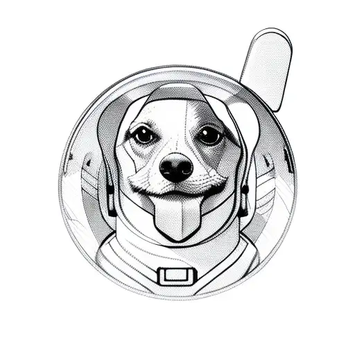 astronaut sausage dog tattoo design idea