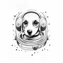 astronaut sausage dog tattoo design idea