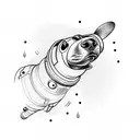 astronaut sausage dog tattoo design idea