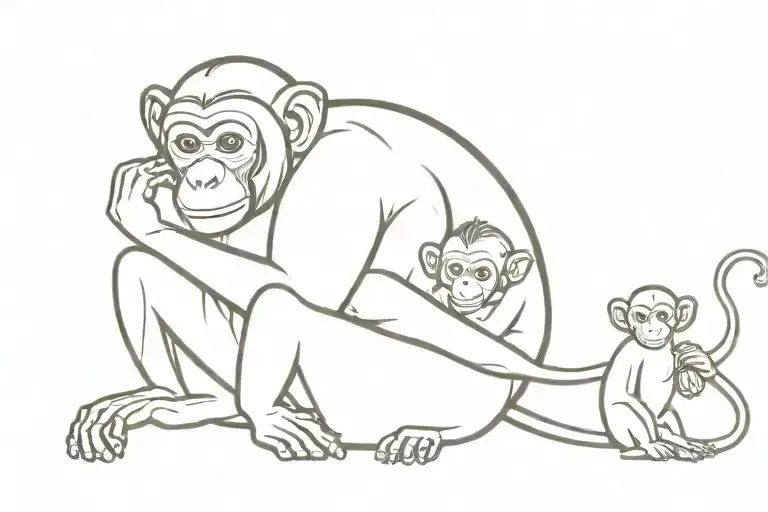 mother and baby monkey holding tattoo design idea