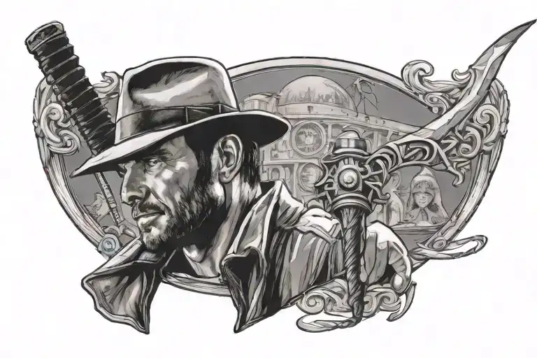 indiana jones whip  tattoo design idea