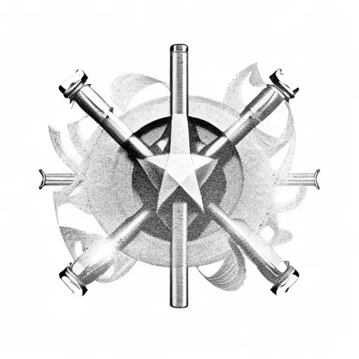 stargazer Lilly, dumbbells, film reel, Sagittarius symbol, music note, bullet with #5, poker chips tattoo design idea
