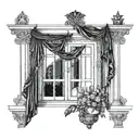 Regency window design tall narrow sash windows with multiple panels decorative molding around the window frame curtains  tattoo design idea