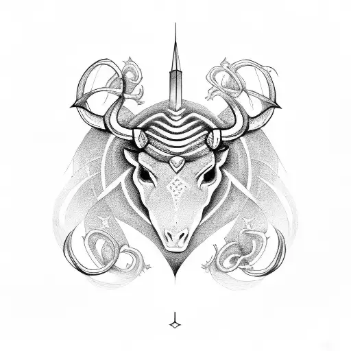  taurus symbol in combination with horseshoe tattoo design idea