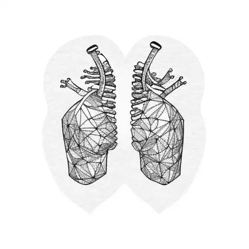 lungs with heart with ribbons tattoo design idea