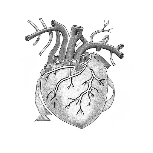 lung and heart with ribbons tattoo design idea