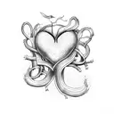 lung and heart with ribbons tattoo design idea