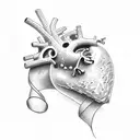 lung and heart with ribbons tattoo design idea