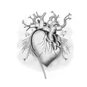 lung and heart with ribbons tattoo design idea