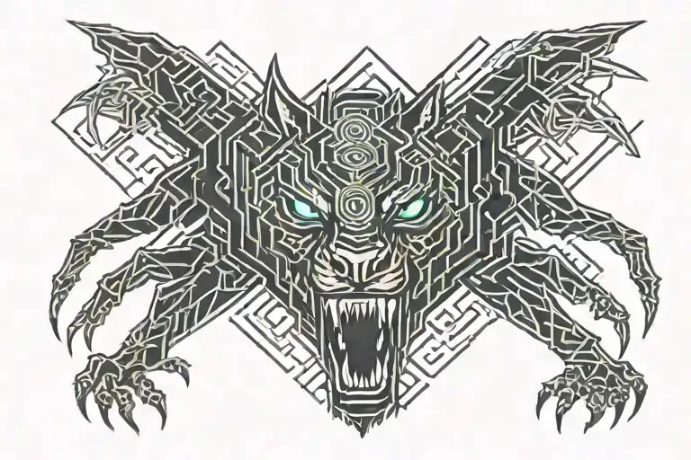 a werewolf gamer tattoo design idea