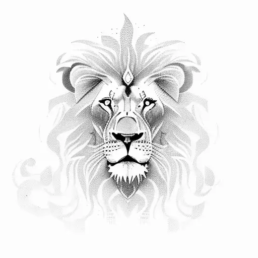 Lion with dates  tattoo design idea