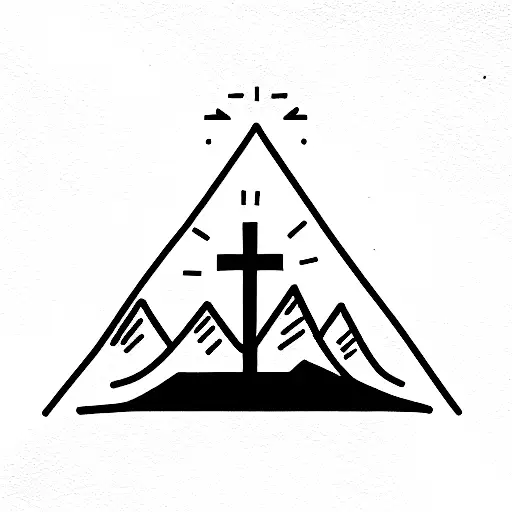 mountain with a cross tattoo design idea