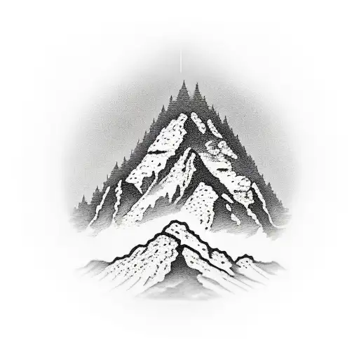 mountain with cross tattoo design idea
